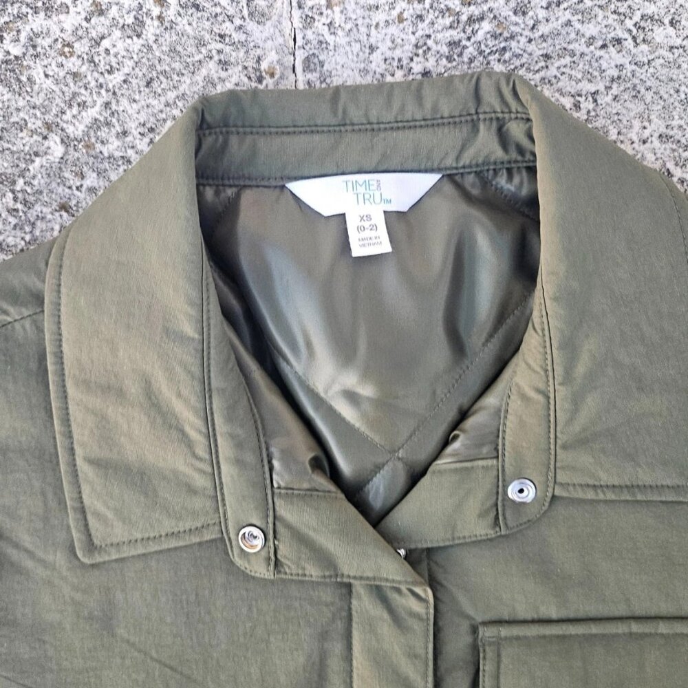 Time and Tru Women Jacket Olive Green Light Weight Coat Size XS(0-2) New w/ tags - Picture 6 of 9